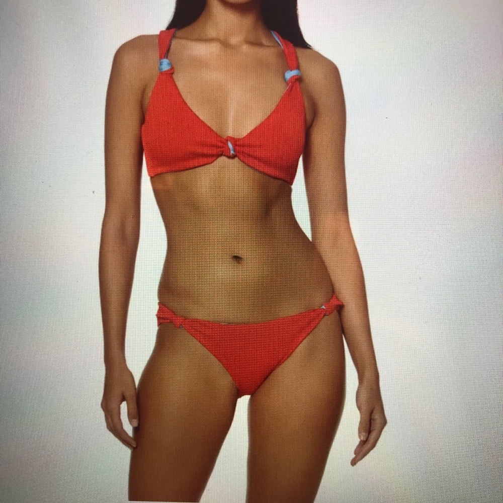 Dolce Vita Red Knotted Ribbed Bikini